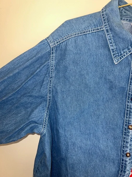 M&M’s Embroidered Denim Button Up Shirt Candy Characters Plus Size 22W 24W - Picture 3 of 12